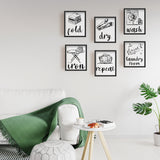 Household Theme Chemical Fiber Oil Canvas Hanging Painting, Decoration Accessories, Rectangle with Word, Black, Mixed Patterns, 20x25cm, 6pcs/set