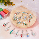 Alloy Pendants, with Glass Beads and Lobster Claw Clasp, Angel, Mixed Color, 33x19.5mm