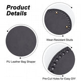 5Pcs 5 Style Flat Round PU Leather Knitting Crochet Bags Nail Bottom Shaper Pad, with Alloy Nail, for Bag Bottom Accessories, Black, 12.2~19x0.36~1cm, Hole: 5mm, 1pc/style
