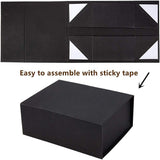 Foldable Paper Jewelry Boxes, with Magnetic, Rectangle, Black, 22x16x10cm, Unfold: 60.5x25.2x0.6cm
