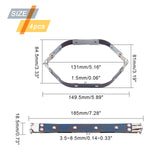 4Pcs Iron Internal Flex Frames, Flex Spring Clip, with Manganese, for Purse Bags Accessories, Platinum, 18.5x1.85x0.35~0.85cm, Inner Diameter: 8.1x13.1cm