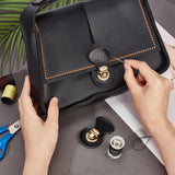 Cowhide Leather Sew on Bag Tuck Lock Clasp, Purse Thumb Press Closure, with Alloy Findings, Black, 6.7x3.9x1.25cm