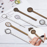 16Pcs 8 Styles Alloy Ruler Bookmark Cabochon Settings, 20Pcs Clear Glass Cabochons, Mixed Color, 19~137x19~31x2.5~9mm, Tray: 19.5~25x19.5~20mm