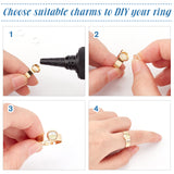 20Pcs Adjustable 304 Stainless Steel Finger Rings Components, Pad Ring Base Findings, Flat Round, Golden, Inner Diameter: 17~18mm, Tray: 6mm