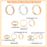 54Pcs 9 Style Brass Beads Frames, Ring, 925 Sterling Silver Plated & Rose Gold & Real 24K Gold Plated, 7.8~12x2.5~3mm, Hole: 1~1.2mm, 6pcs/style