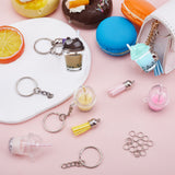 DIY Milk Tea Keychain Making Kit, Resin & Faux Suede Tassel Pendant Decorations, Iron Split Key Rings, Mixed Color, 37Pcs/bag