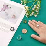 28pcs 4 Colors Rack Plating Brass Wide Open Cuff Ring Findings, Pad Ring Setting, Flower with Round Tray, Mixed Color, US Size 8(18.1mm), Tray: 8mm, 7pcs/color