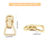 &reg 6Pcs 3 Colors Zinc Alloy Hanger Ring Clasps, for Bag Buckle Accessories Makings, Mixed Color, 4.1x2.2x1.08cm, 2pcs/color