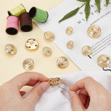 40Pcs 5 Style 4-Hole Brass Buttons, for Sewing Crafting, Half Round with Flower, Golden, 14~24.5x9~14mm, Hole: 1.8~2x2~3mm, 5 style, 8pcs/style, 40pcs