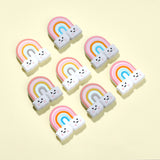 6pcs 3 colors Silicone Beads, DIY Nursing Necklaces and Bracelets Making, Chewing Pendants For Teethers, Rainbow with Cloud, Mixed Color, 38x38.5x10mm, Hole: 2.5mm, 2pcs/color