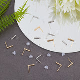 40Pcs 2 Colors Brass Stud Earring Findings, with Hole, Rectangle, Nickel Free, with 50Pcs Eco-Friendly Plastic Ear Nuts, Platinum & Golden, 12.5x1.5mm, Hole: 0.8mm, Pin: 0.7mm, 20Pcs/color