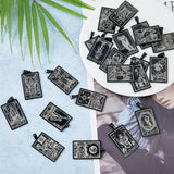 1 Set 201 Stainless Steel Pendants, Laser Engraved Pattern, Rectangle with Tarot Card Patterns, Gunmetal, 40x24x1mm, Hole: 8x4mm, 22pcs/set