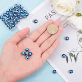 Alloy Beads, with Enamel, Flat Round with Evil Eye, Platinum, Blue, 10x6mm, Hole: 1.2mm, 40~50pcs/box