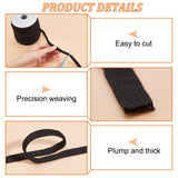 50M Flat Polyester Cord, Clothes Accessories, Black, 9mm, about 54.68 Yards(50m)/Roll
