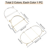 2Pcs 2 Style Iron Purse Frames, Bag Handle, for Bag Sewing Craft, Mixed Color, 14.5x16.6x2.3cm, Hole: 4mm, 1pc/color