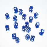 Resin European Beads, Cube, Evil Eyes, for Jewelry Making, Royal Blue, 14.5x14.5x11.5mm, Hole: 6.5mm, 20pcs