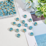 2 Strands Handmade Porcelain Ceramic Beads Strands, Famille Rose Style, Flat Round, Deep Sky Blue, 12x7mm, Hole: 2mm, about 28~29pcs/strand, 12.28~12.72 inch(31.2~32.3cm)