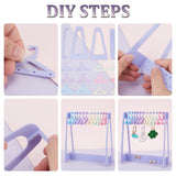 1 Set Acrylic Earring Display Stands, Clothes Hanger Shaped Earring Organizer Holder with 12Pcs Colorful Hangers, Lilac, Finish Product: 15x8x16cm
