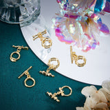 12 Sets 4 Styles Brass Toggle Clasps, Long-Lasting Plated, Ring Mixed Shapes, Real 18K Gold Plated, Ring: 15~16x11~12x2~3mm, Hole: 1.2~1.6mm, Bar: 5.5~7x17~20x2~3.5mm, Hole: 1.2~1.6mm, 3 sets/style