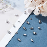 48Pcs 4 Style 201 Stainless Steel Cord Ends, End Caps, Stainless Steel Color, 7~11x3~7mm, Hole: 1.5~2.5mm, Inner Diameter: 2~6mm, 12pcs/style