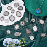 40Pcs 10 Styles Vintage Tibetan Style Alloy Flower Pendant Cabochon Bezel Settings, Antique Silver, Tray: 12~18x12~25mm, 24~40x21~30x2mm, Hole: 1~3.5mm, 4pcs/style