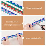 6 Yards 3 Colors Nylon Jacquard Elastic Bands, Flat with Wave Pattern, Mixed Color, 1 inch(25mm), 2 yards/color