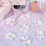 AB Color Plastic Sequin Flowers, with Rhinestone, Ornament Accessories, White, 58x5mm