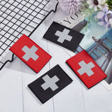 4Pcs 2 Colors Reflective First Aid Cross Patches, Medical Hoop & Loop Badge, Rectangle, Mixed Color, 50x80x3.5mm, 2pcs/color