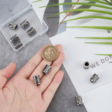 10Pcs 10 Styles 304 Stainless Steel European Beads, Large Hole Beads, Column with Runes/Futhark/Futhor, Antique Silver, 13.5x10mm, Hole: 6mm, 1pc/style