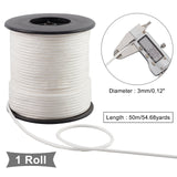 Nylon Braided Cords, Round, White, 3mm, about 54.68 Yards(50m)/Roll
