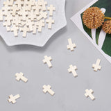 200Pcs Wood Pendants, Cross Pendants, Dyed, Lead Free, Cornsilk, 21~22x14~15x4~5mm, Hole: 1.8~2mm