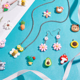 32Pcs 16 Style Resin Pendants, with Platinum Iron Peg Bail, Mixed Shapes, Colorful, 22x20x10.5mm, Hole: 2mm, 2pcs/style