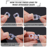 Transparent Acrylic Linking Rings, Quick Link Connectors, with Glitter Powder, Twisted Square, Clear, 17x16x4mm, 300pcs/bag