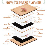 Rectangle Flower Press Kits, including Wood Sheet, Paper, Sponge, Screw, for Dried Flower Making, Mixed Color, 240x180x72mm