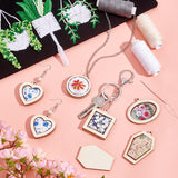 24 Sets 6 Style Wood Pendant Cabochon Settings, For Jewelry Keychain DIY Craft Making, Oval/Round/Coffin, BurlyWood, 24~55x25~50x2.3mm, Hole: 2.5~2.6mm, 3pcs/set, 4 sets/style