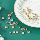 40Pcs 8 Style Brass Beads, with Rubber Inside, Slider Beads, Stopper Beads, Rondelle, Platinum & Golden, 6~10x3~4mm, Hole: 2mm, 5pcs/style