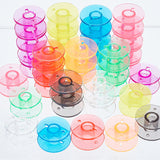 90Pcs 9 Colors Transparent Plastic Bobbins, Sewing Thread Holders, for Sewing Tools, Mixed Color, 20x10mm, Hole: 6mm, 10pcs/color