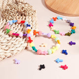 Opaque Acrylic Beads, Cross, Mixed Color, 16x12x4.5mm, about 20pcs/compartment, about 480pcs/box