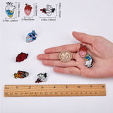 Creative Zinc Alloy Brooches, Enamel Lapel Pin, with Iron Butterfly Clutches or Rubber Clutches, Electrophoresis Black Color, Anatomical Heart Shape, Mixed Color, 6pcs/box