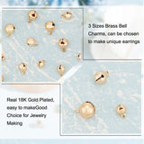 30Pcs 3 Styles Brass Bell Charms, Real 18K Gold Plated, 9~13x6~10mm, Hole: 1.5~2mm, 10pcs/style