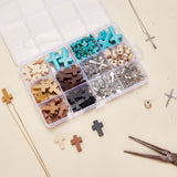 DIY Cross Jewelry Making Kits, Including Synthetic Turquoise Beads, Wood Beads & Pendants, Alloy Pendants, Mixed Color, 170Pcs/box