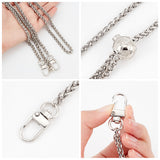 Adjustable Alloy Wheat Chain Bag Handles, Bag Straps, with Cord Lock, Iron Swivel Clasp, Chain for Purse Making, Platinum, 126x0.58cm
