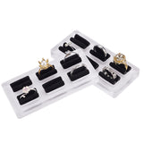 6 Slot Rectangle Acrylic Finger Ring Display Stands, Ring Organizer Holder with Black Sponge Inside, WhiteSmoke, 11x5.2x1.2~1.6cm