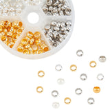 Brass European Beads, Large Hole Beads, Rondelle, Golden & Platinum & Silver Color Plated, 7x4mm, Hole: 4.5mm, 3colors, 60pcs/color, 180pcs/box