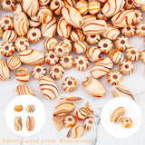 2 Strands 2 Styles Vintage Wood Beads Strands, Striped Wooden Bead, Round/Oval, Mixed Shapes, 4.5~6mm, Hole: 1.6mm, about 51~101pcs/strand, 19.37~19.69''(49.2~50cm), 1 Strand/style