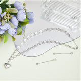 3pcs 925 Sterling Silver Cable Chain Extenders, End Chains with Double Lobster Claw Clasps, Platinum, 50.8mm