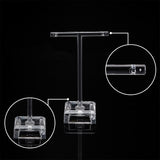 2 Styles T-Bar Acrylic Earring Display Stands, with Square Base, Clear, Large: 3.5x8.3x11.8cm, Small: 3.5x6.2x9.8cm, 2pcs/set, 5 sets(10pcs/)/bag