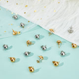 304 Stainless Steel Stud Earring Findings, with Loop, Dome/Half Round, Mixed Color, 40pcs/box