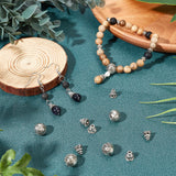 Tibetan Style Alloy Guru Bead Sets, T-Drilled Beads, 3-Hole Round & Buddha Head Beads, Antique Silver, 10mm, Hole: 2mm, Calabash Bead: 7.5x7.5mm, Hole: 1.5mm, 20sets/box