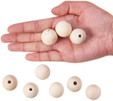 Round Unfinished Wood Beads, Natural Wooden Loose Beads Spacer Beads, with Vacuum Package, Lead Free, Moccasin, 25x25mm, Hole: 6~7mm, about 100pcs/bag